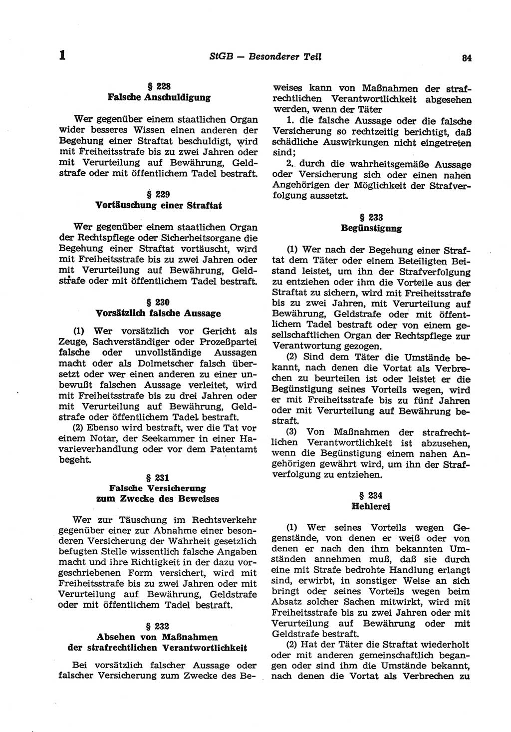 Strafgesetzbuch (StGB) der Deutschen Demokratischen Republik (DDR) und angrenzende Gesetze und Bestimmungen 1977, Seite 84 (StGB DDR Ges. Best. 1977, S. 84)