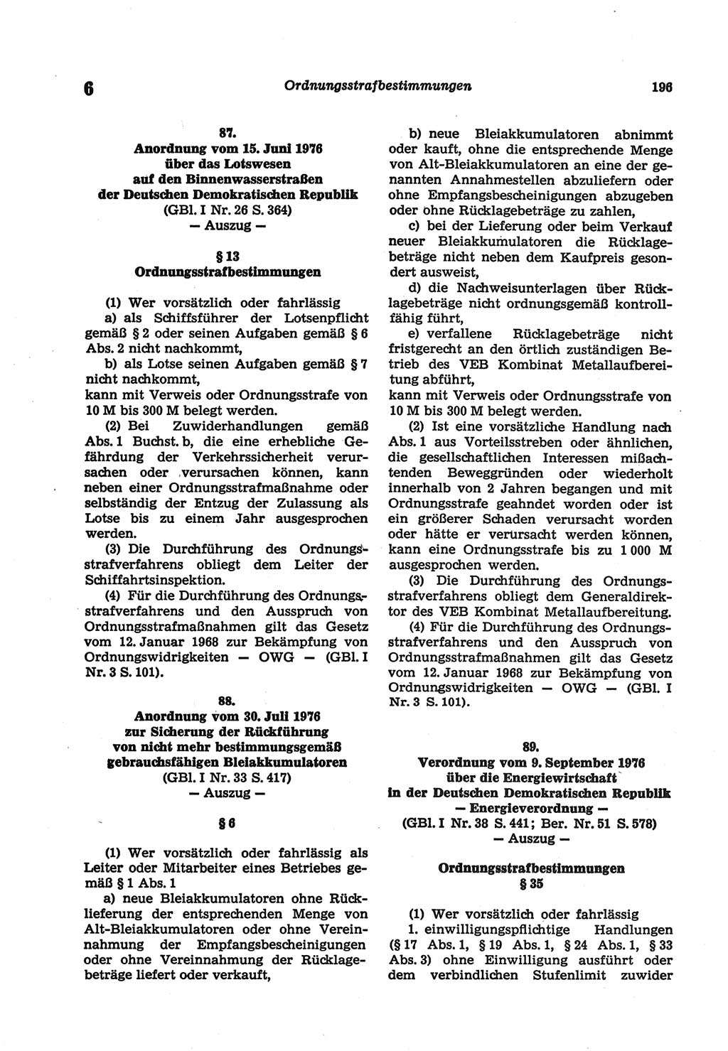 Strafgesetzbuch (StGB) der Deutschen Demokratischen Republik (DDR) und angrenzende Gesetze und Bestimmungen 1977, Seite 196 (StGB DDR Ges. Best. 1977, S. 196)