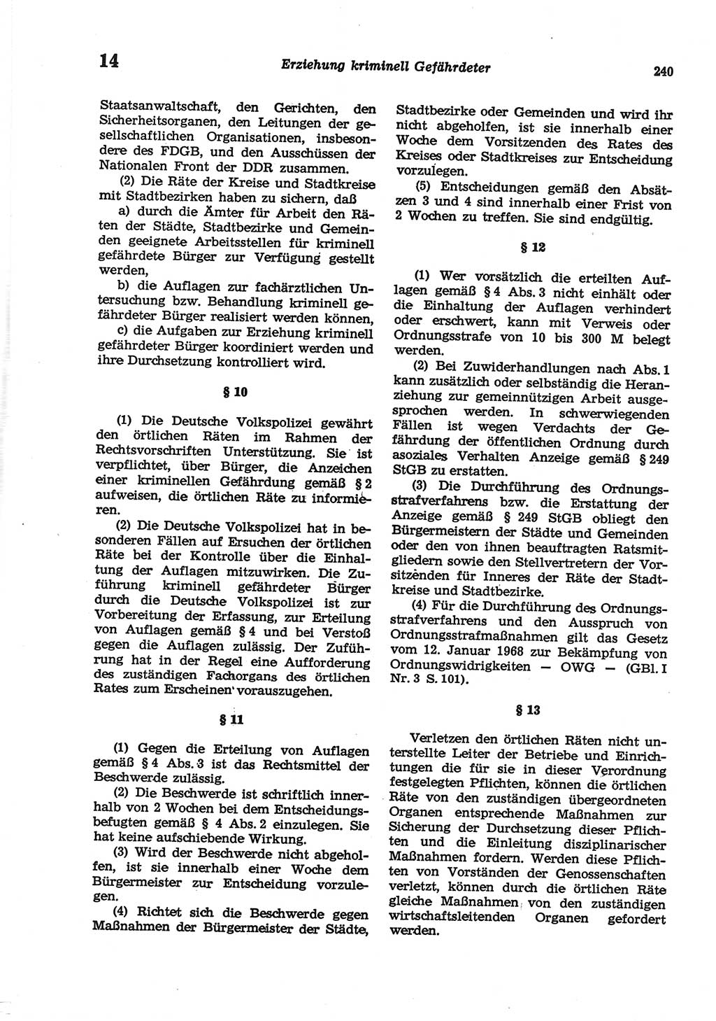 Strafgesetzbuch (StGB) der Deutschen Demokratischen Republik (DDR) und angrenzende Gesetze und Bestimmungen 1977, Seite 240 (StGB DDR Ges. Best. 1977, S. 240)