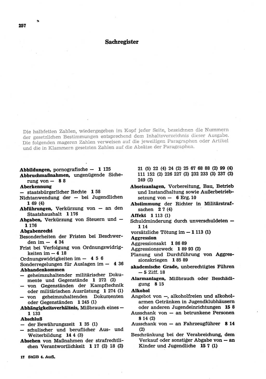 Strafgesetzbuch (StGB) der Deutschen Demokratischen Republik (DDR) und angrenzende Gesetze und Bestimmungen 1977, Seite 257 (StGB DDR Ges. Best. 1977, S. 257)