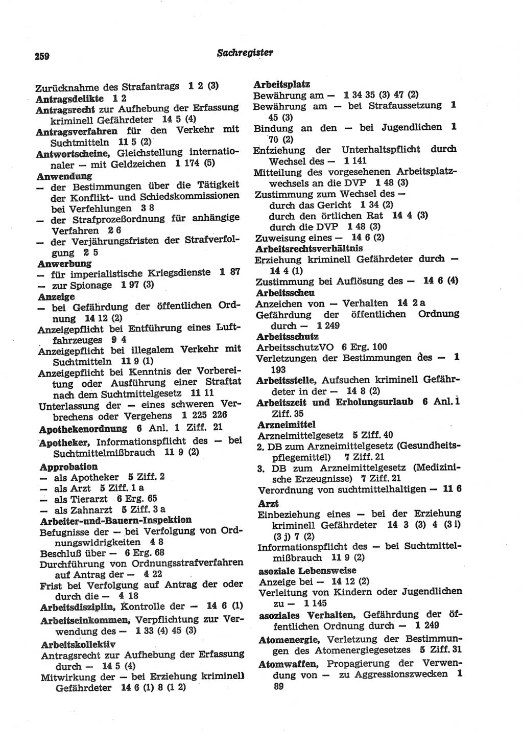 Strafgesetzbuch (StGB) der Deutschen Demokratischen Republik (DDR) und angrenzende Gesetze und Bestimmungen 1977, Seite 259 (StGB DDR Ges. Best. 1977, S. 259)