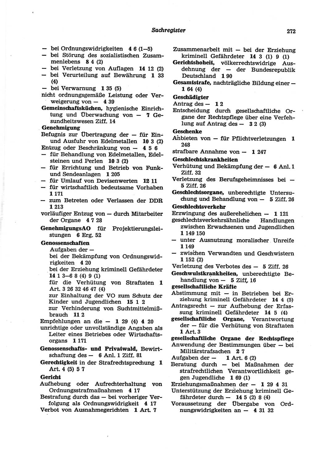 Strafgesetzbuch (StGB) der Deutschen Demokratischen Republik (DDR) und angrenzende Gesetze und Bestimmungen 1977, Seite 272 (StGB DDR Ges. Best. 1977, S. 272)