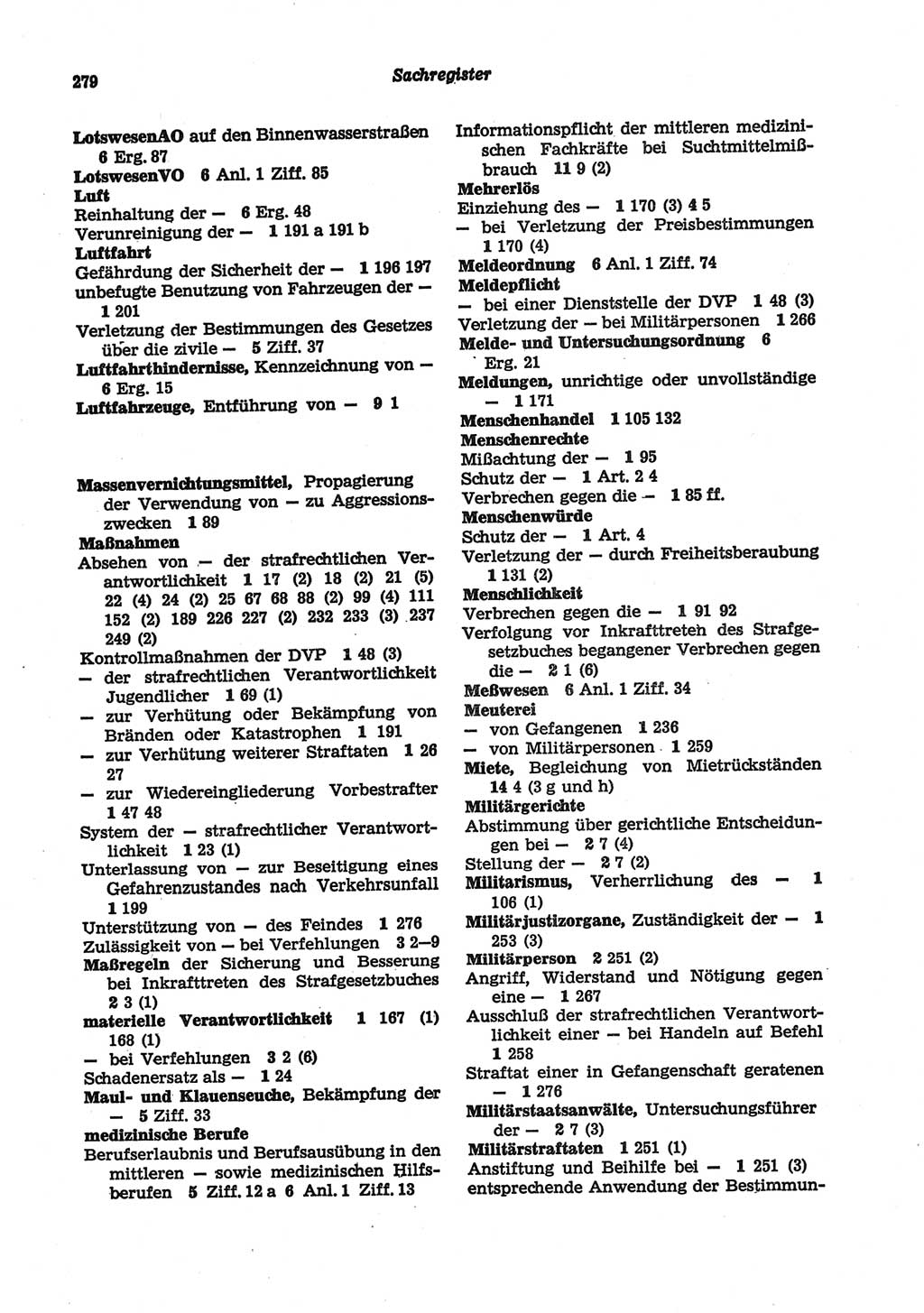 Strafgesetzbuch (StGB) der Deutschen Demokratischen Republik (DDR) und angrenzende Gesetze und Bestimmungen 1977, Seite 279 (StGB DDR Ges. Best. 1977, S. 279)