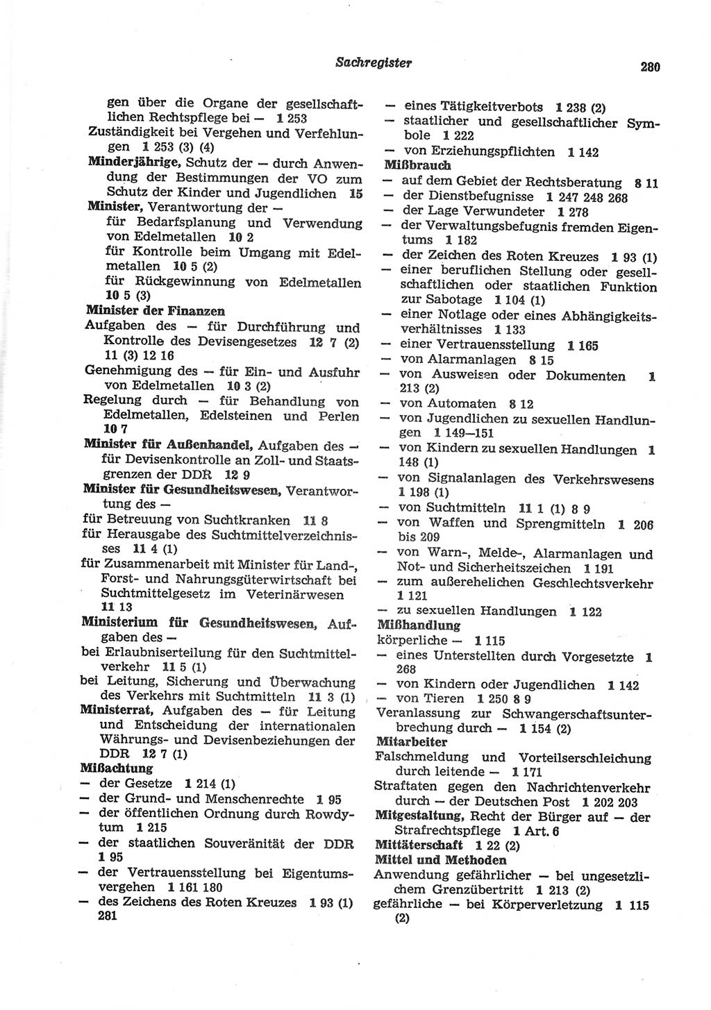 Strafgesetzbuch (StGB) der Deutschen Demokratischen Republik (DDR) und angrenzende Gesetze und Bestimmungen 1977, Seite 280 (StGB DDR Ges. Best. 1977, S. 280)