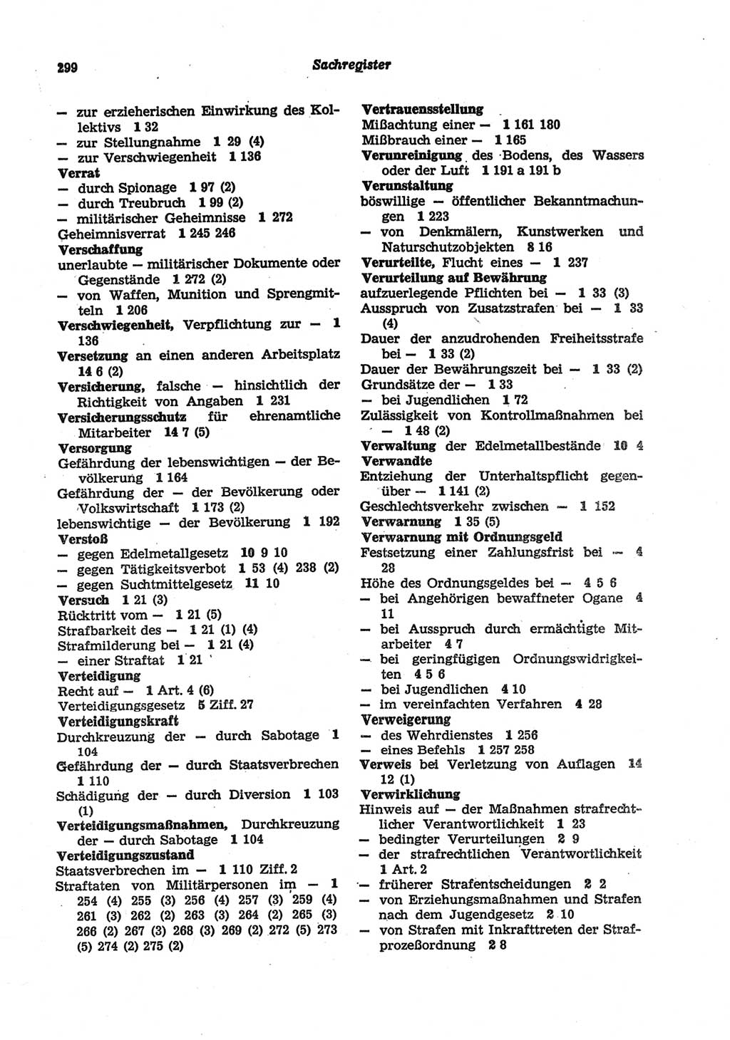 Strafgesetzbuch (StGB) der Deutschen Demokratischen Republik (DDR) und angrenzende Gesetze und Bestimmungen 1977, Seite 299 (StGB DDR Ges. Best. 1977, S. 299)