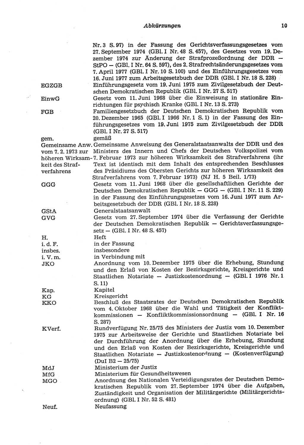 Strafprozeßordnung (StPO) der Deutschen Demokratischen Republik (DDR) sowie angrenzende Gesetze und Bestimmungen 1977, Seite 10 (StPO DDR Ges. Best. 1977, S. 10)