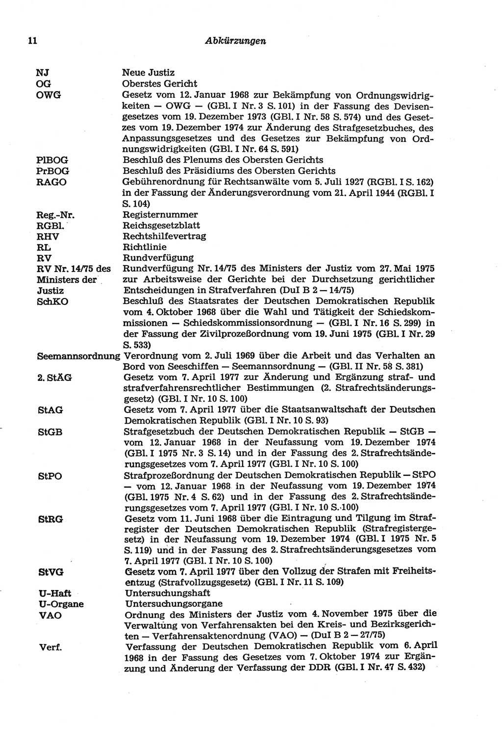 Strafprozeßordnung (StPO) der Deutschen Demokratischen Republik (DDR) sowie angrenzende Gesetze und Bestimmungen 1977, Seite 11 (StPO DDR Ges. Best. 1977, S. 11)