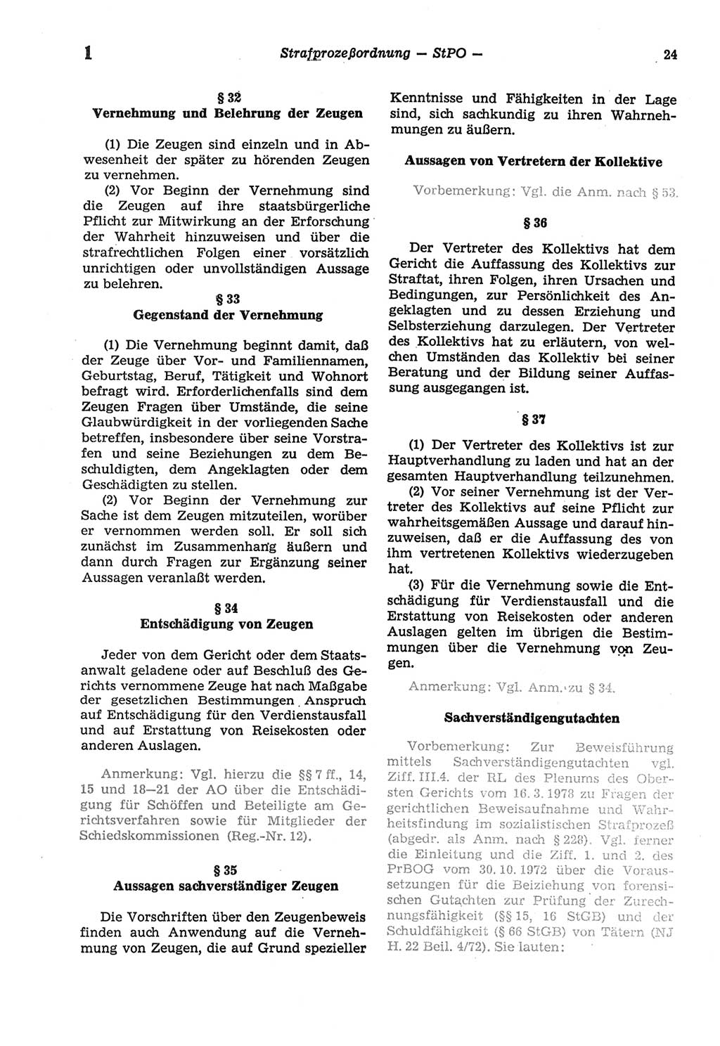 Strafprozeßordnung (StPO) der Deutschen Demokratischen Republik (DDR) sowie angrenzende Gesetze und Bestimmungen 1977, Seite 24 (StPO DDR Ges. Best. 1977, S. 24)