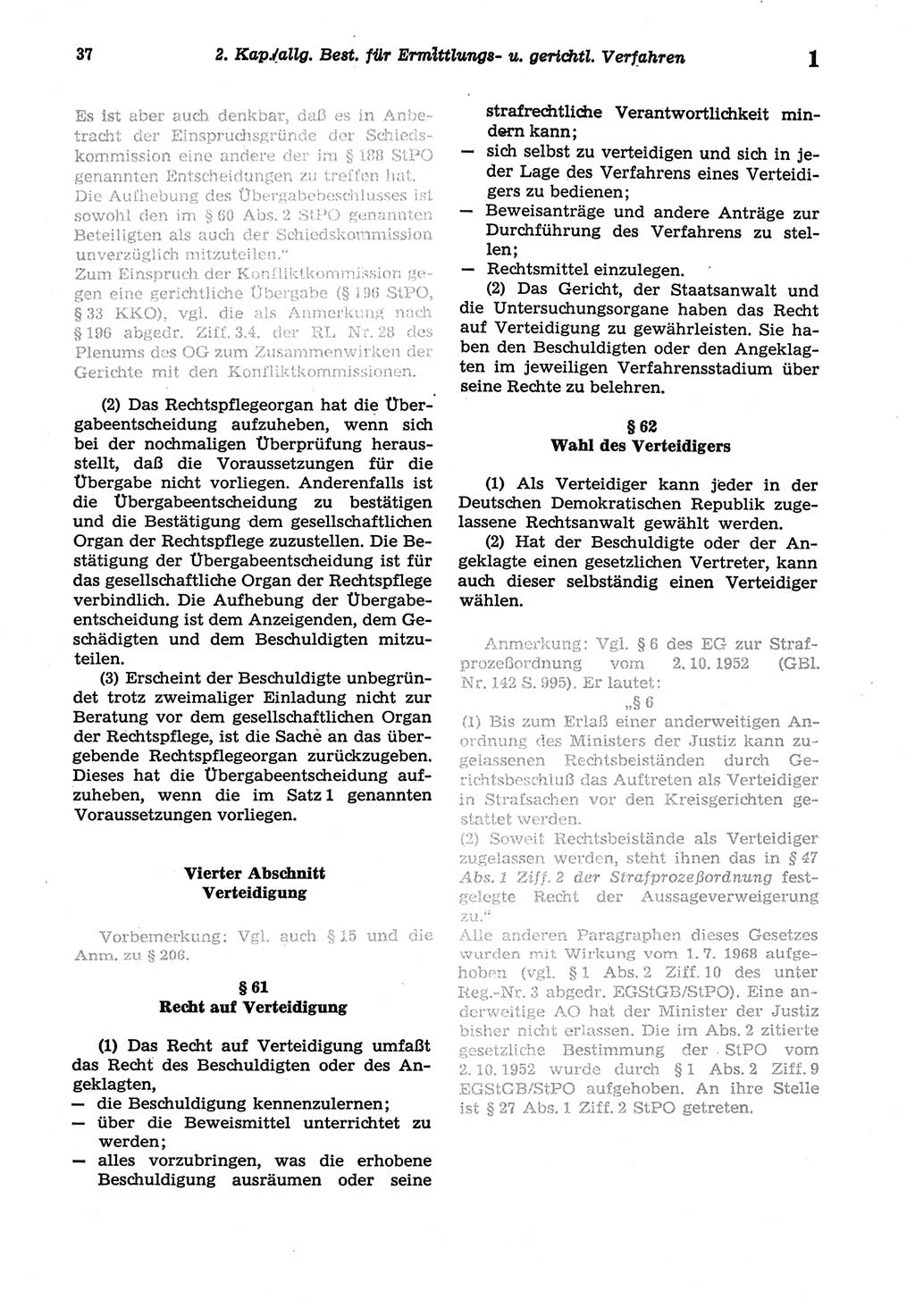 Strafprozeßordnung (StPO) der Deutschen Demokratischen Republik (DDR) sowie angrenzende Gesetze und Bestimmungen 1977, Seite 37 (StPO DDR Ges. Best. 1977, S. 37)