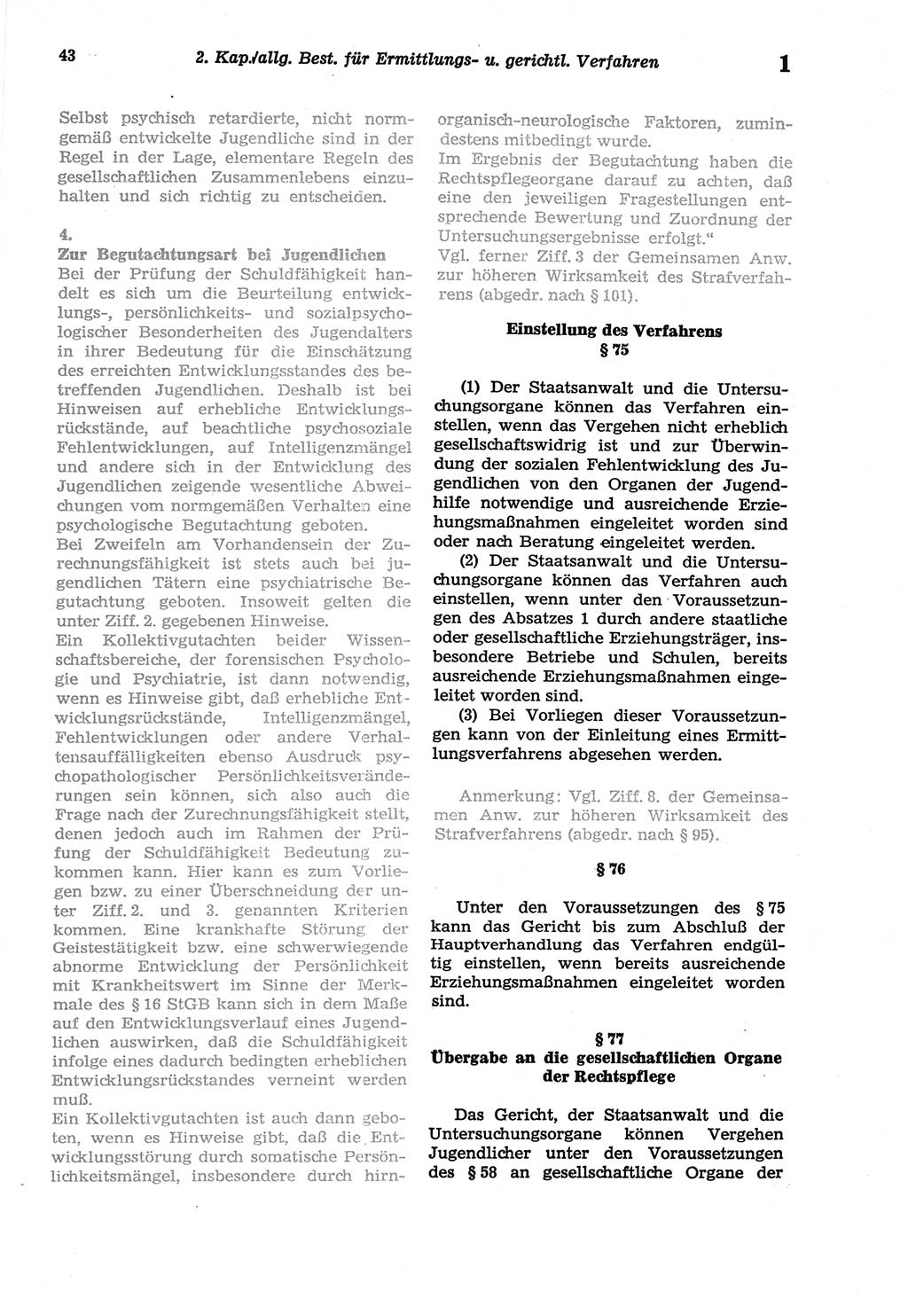 Strafprozeßordnung (StPO) der Deutschen Demokratischen Republik (DDR) sowie angrenzende Gesetze und Bestimmungen 1977, Seite 43 (StPO DDR Ges. Best. 1977, S. 43)