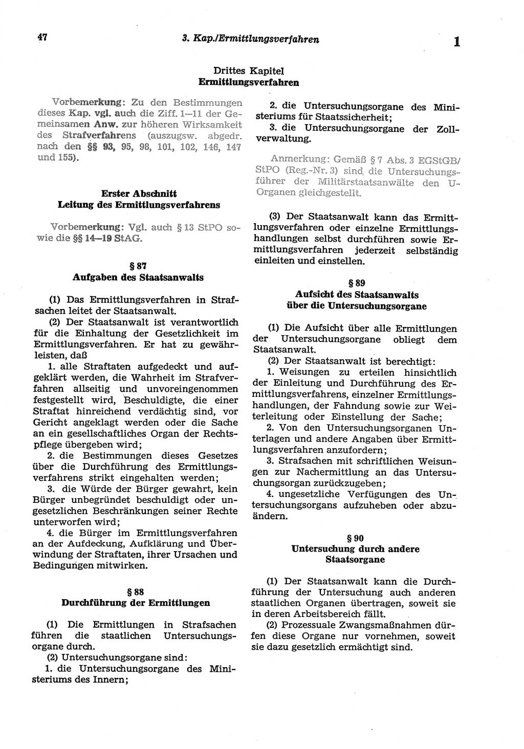 Strafprozeßordnung (StPO) der Deutschen Demokratischen Republik (DDR) sowie angrenzende Gesetze und Bestimmungen 1977, Seite 47 (StPO DDR Ges. Best. 1977, S. 47)
