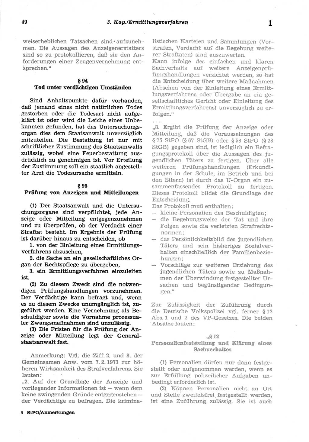 Strafprozeßordnung (StPO) der Deutschen Demokratischen Republik (DDR) sowie angrenzende Gesetze und Bestimmungen 1977, Seite 49 (StPO DDR Ges. Best. 1977, S. 49)