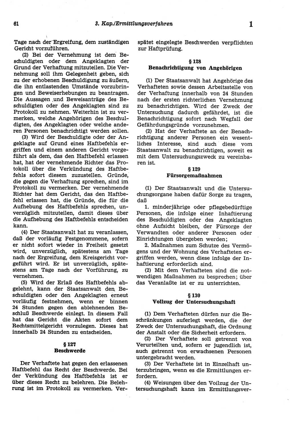 Strafprozeßordnung (StPO) der Deutschen Demokratischen Republik (DDR) sowie angrenzende Gesetze und Bestimmungen 1977, Seite 61 (StPO DDR Ges. Best. 1977, S. 61)