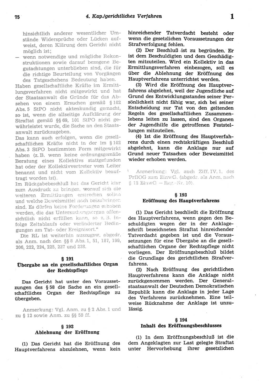 Strafprozeßordnung (StPO) der Deutschen Demokratischen Republik (DDR) sowie angrenzende Gesetze und Bestimmungen 1977, Seite 75 (StPO DDR Ges. Best. 1977, S. 75)