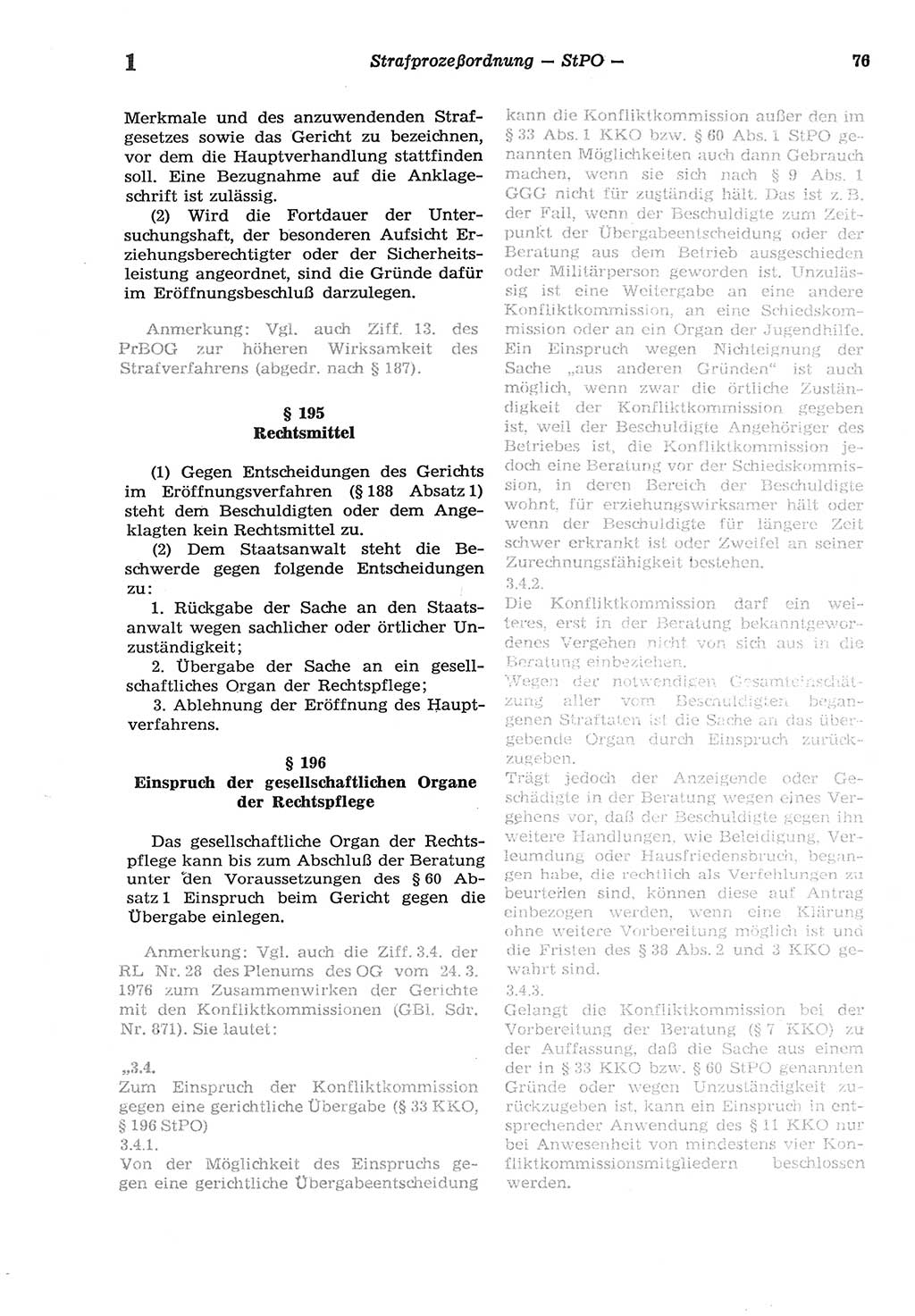 Strafprozeßordnung (StPO) der Deutschen Demokratischen Republik (DDR) sowie angrenzende Gesetze und Bestimmungen 1977, Seite 76 (StPO DDR Ges. Best. 1977, S. 76)