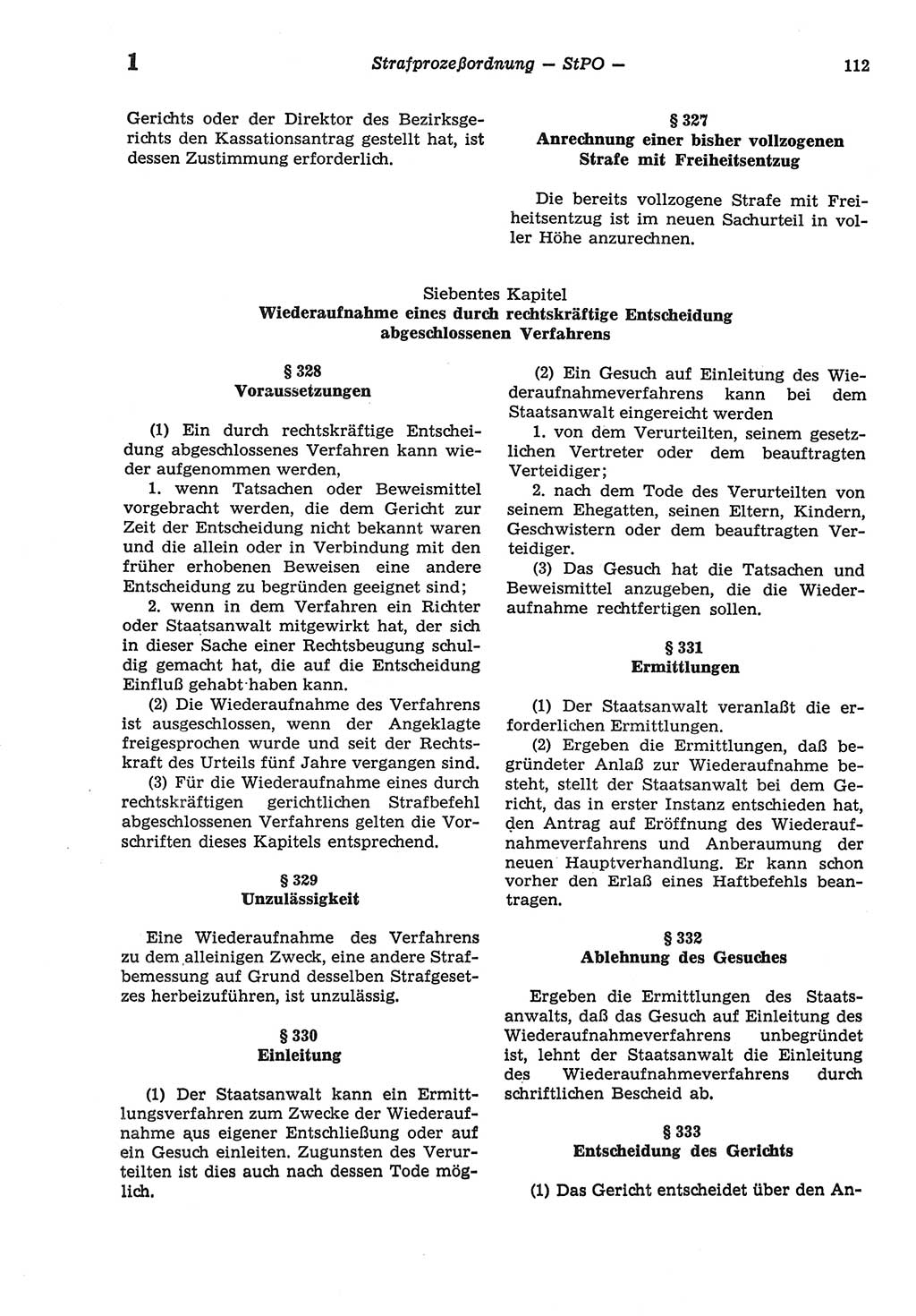 Strafprozeßordnung (StPO) der Deutschen Demokratischen Republik (DDR) sowie angrenzende Gesetze und Bestimmungen 1977, Seite 112 (StPO DDR Ges. Best. 1977, S. 112)