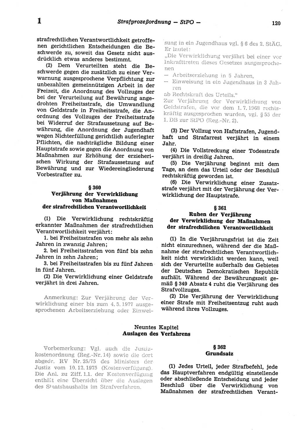 Strafprozeßordnung (StPO) der Deutschen Demokratischen Republik (DDR) sowie angrenzende Gesetze und Bestimmungen 1977, Seite 120 (StPO DDR Ges. Best. 1977, S. 120)