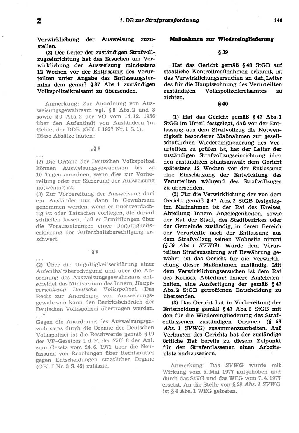 Strafprozeßordnung (StPO) der Deutschen Demokratischen Republik (DDR) sowie angrenzende Gesetze und Bestimmungen 1977, Seite 146 (StPO DDR Ges. Best. 1977, S. 146)