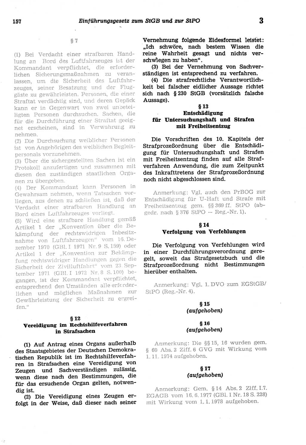 Strafprozeßordnung (StPO) der Deutschen Demokratischen Republik (DDR) sowie angrenzende Gesetze und Bestimmungen 1977, Seite 157 (StPO DDR Ges. Best. 1977, S. 157)
