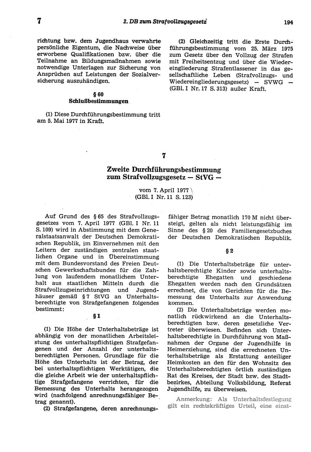 Strafprozeßordnung (StPO) der Deutschen Demokratischen Republik (DDR) sowie angrenzende Gesetze und Bestimmungen 1977, Seite 194 (StPO DDR Ges. Best. 1977, S. 194)