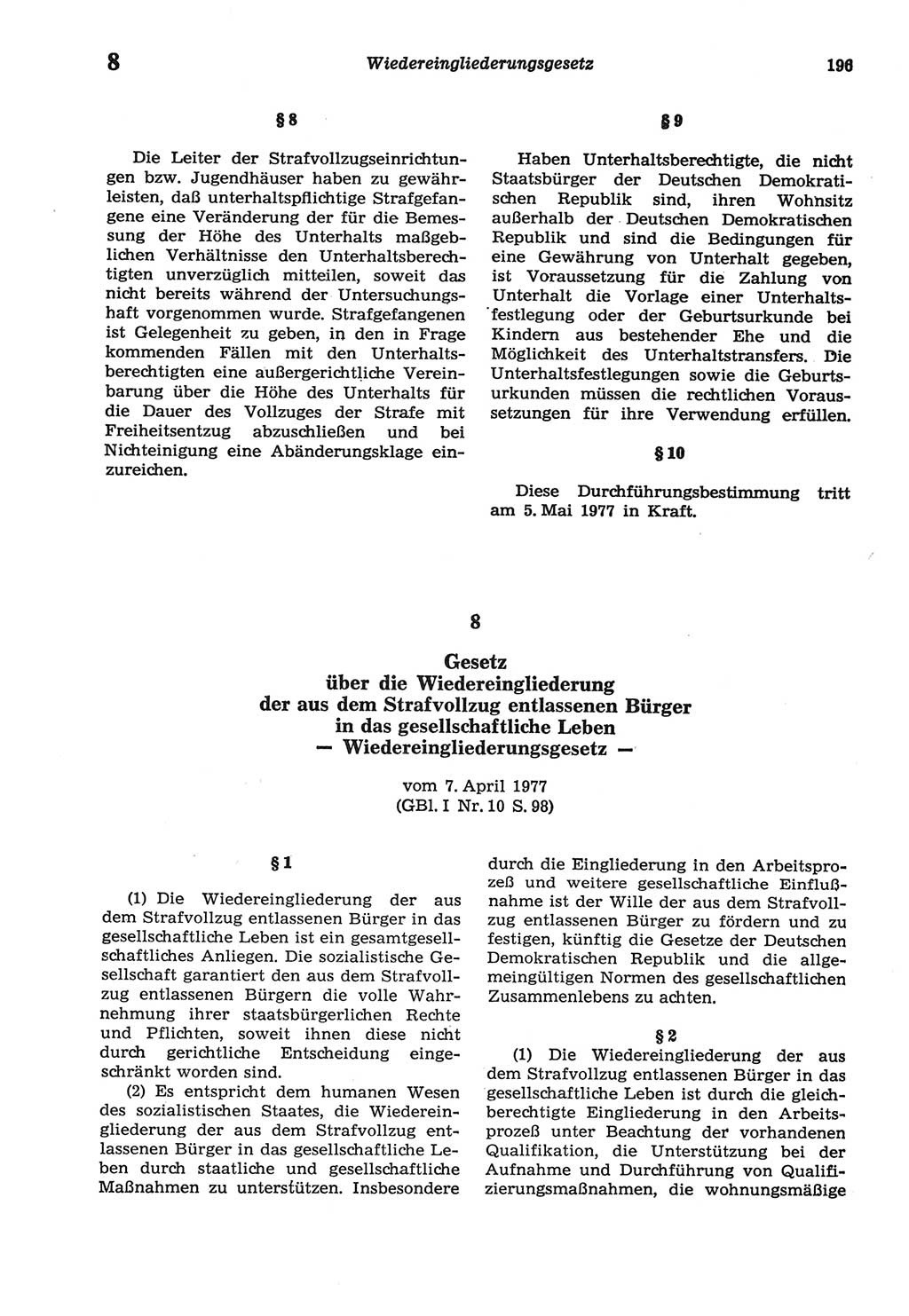 Strafprozeßordnung (StPO) der Deutschen Demokratischen Republik (DDR) sowie angrenzende Gesetze und Bestimmungen 1977, Seite 196 (StPO DDR Ges. Best. 1977, S. 196)