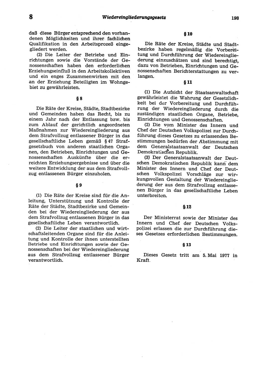 Strafprozeßordnung (StPO) der Deutschen Demokratischen Republik (DDR) sowie angrenzende Gesetze und Bestimmungen 1977, Seite 198 (StPO DDR Ges. Best. 1977, S. 198)