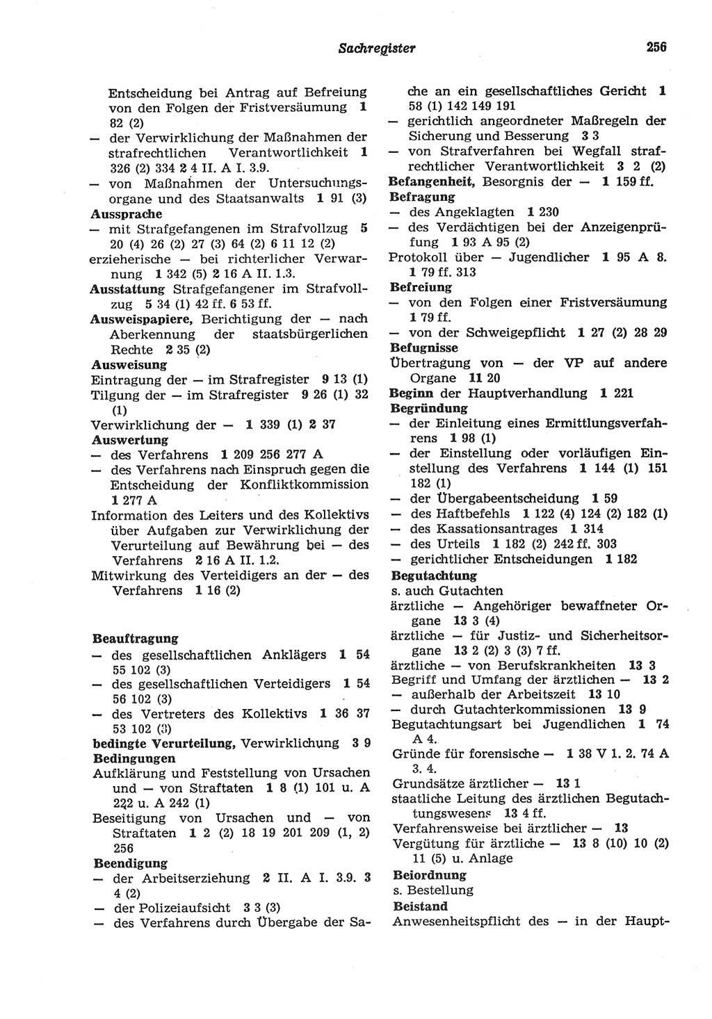 Strafprozeßordnung (StPO) der Deutschen Demokratischen Republik (DDR) sowie angrenzende Gesetze und Bestimmungen 1977, Seite 256 (StPO DDR Ges. Best. 1977, S. 256)
