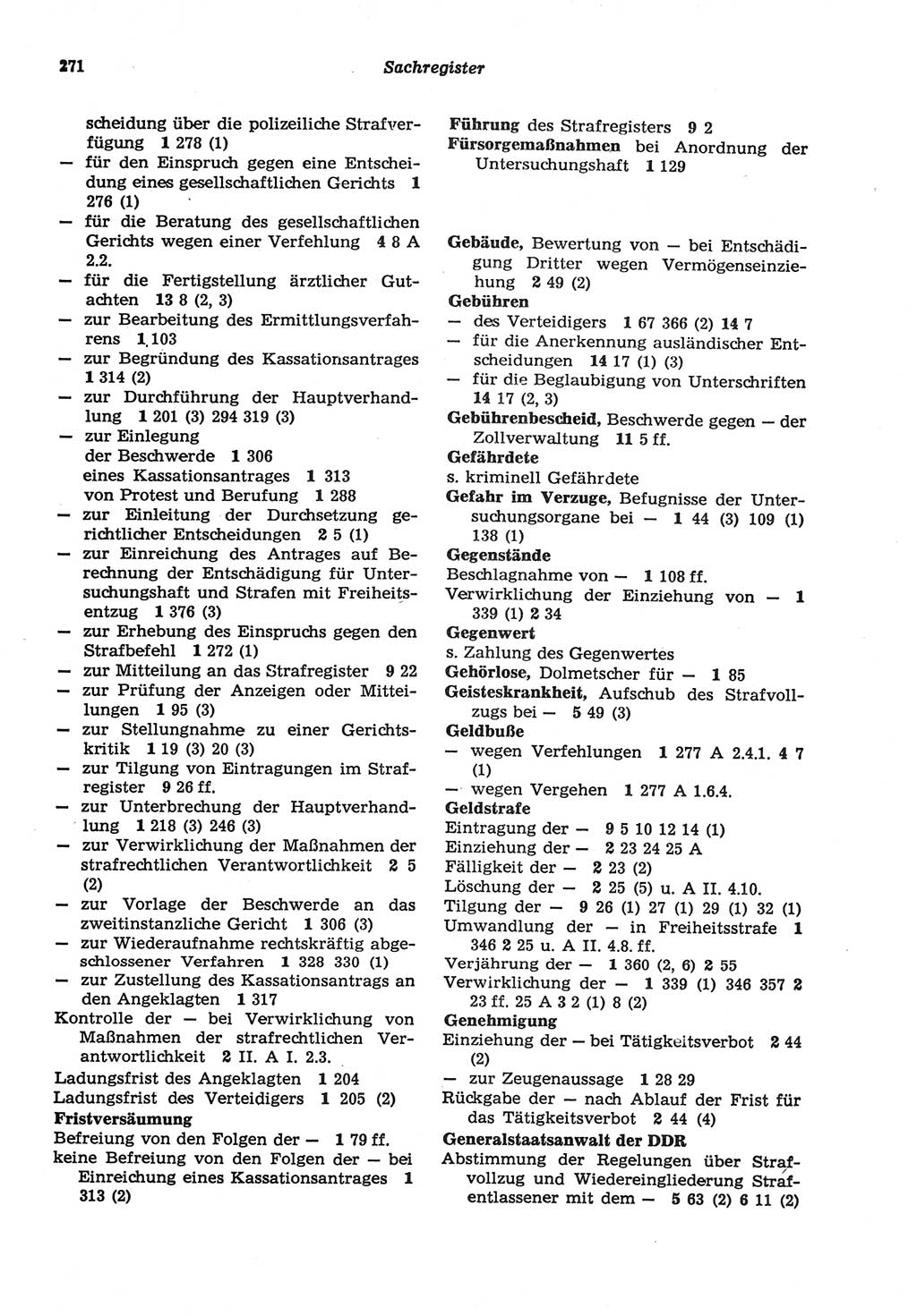 Strafprozeßordnung (StPO) der Deutschen Demokratischen Republik (DDR) sowie angrenzende Gesetze und Bestimmungen 1977, Seite 271 (StPO DDR Ges. Best. 1977, S. 271)