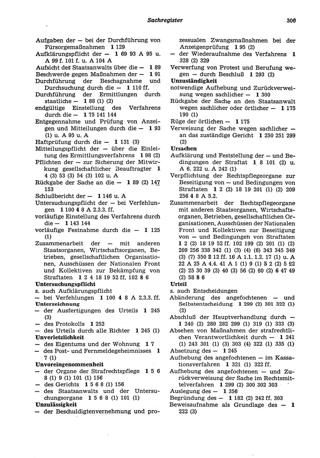 Strafprozeßordnung (StPO) der Deutschen Demokratischen Republik (DDR) sowie angrenzende Gesetze und Bestimmungen 1977, Seite 306 (StPO DDR Ges. Best. 1977, S. 306)