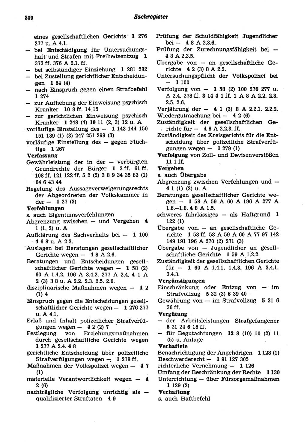 Strafprozeßordnung (StPO) der Deutschen Demokratischen Republik (DDR) sowie angrenzende Gesetze und Bestimmungen 1977, Seite 309 (StPO DDR Ges. Best. 1977, S. 309)