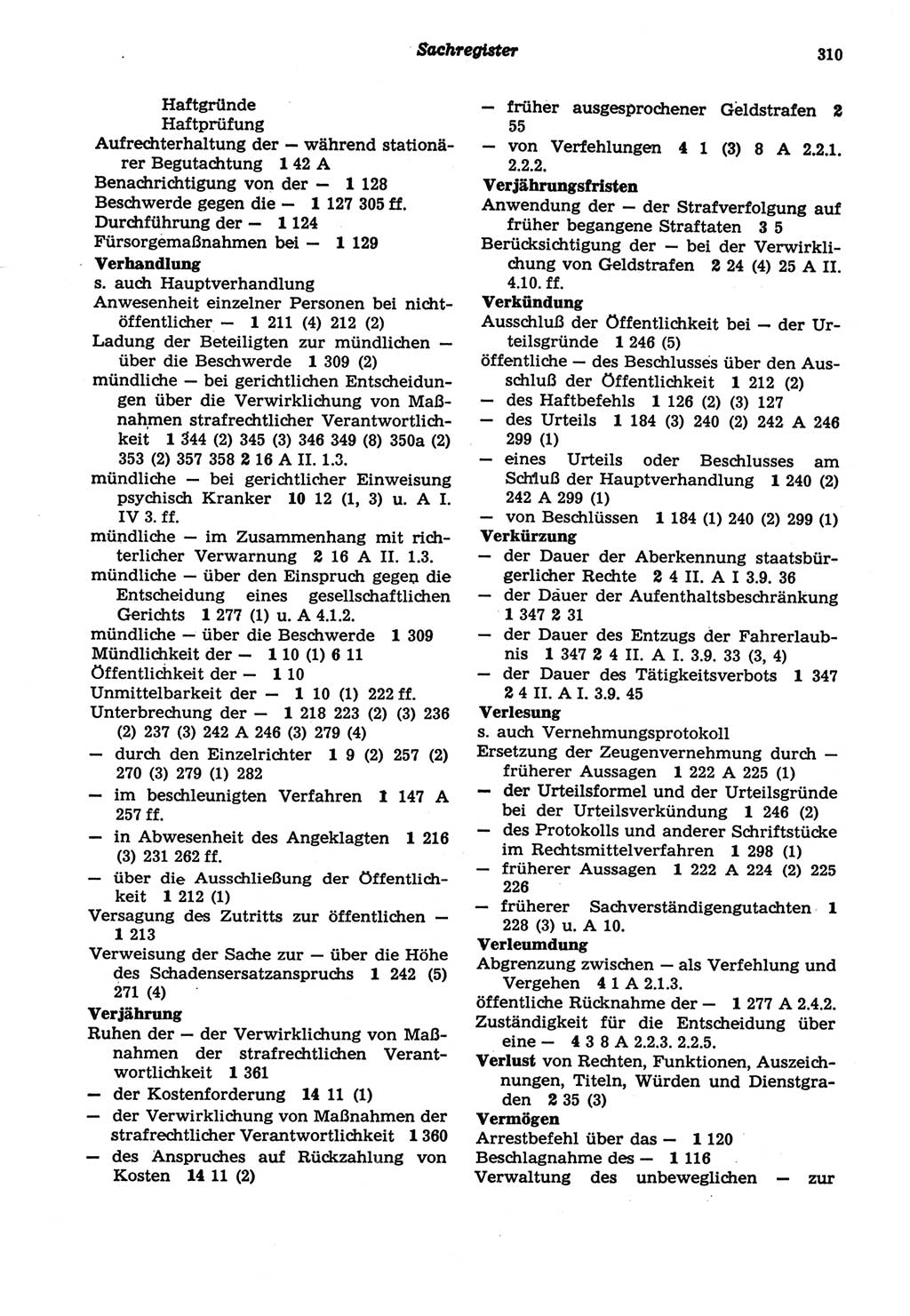 Strafprozeßordnung (StPO) der Deutschen Demokratischen Republik (DDR) sowie angrenzende Gesetze und Bestimmungen 1977, Seite 310 (StPO DDR Ges. Best. 1977, S. 310)