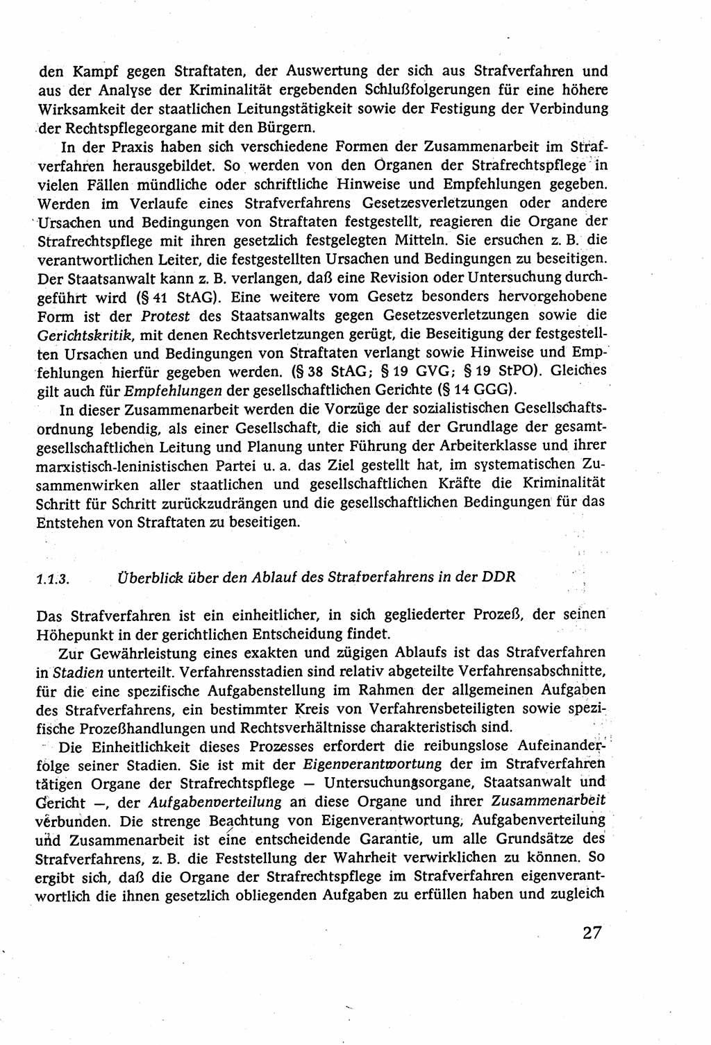 Strafverfahrensrecht [Deutsche Demokratische Republik (DDR)], Lehrbuch 1977, Seite 27 (Strafverf.-R. DDR Lb. 1977, S. 27)