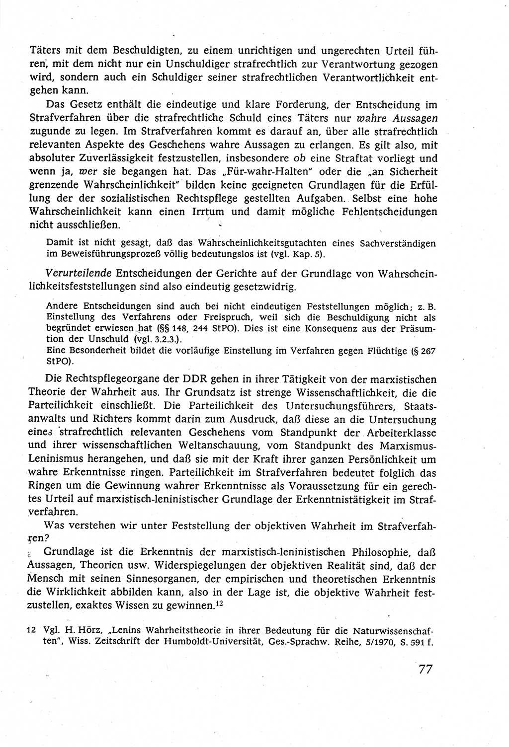 Strafverfahrensrecht [Deutsche Demokratische Republik (DDR)], Lehrbuch 1977, Seite 77 (Strafverf.-R. DDR Lb. 1977, S. 77)