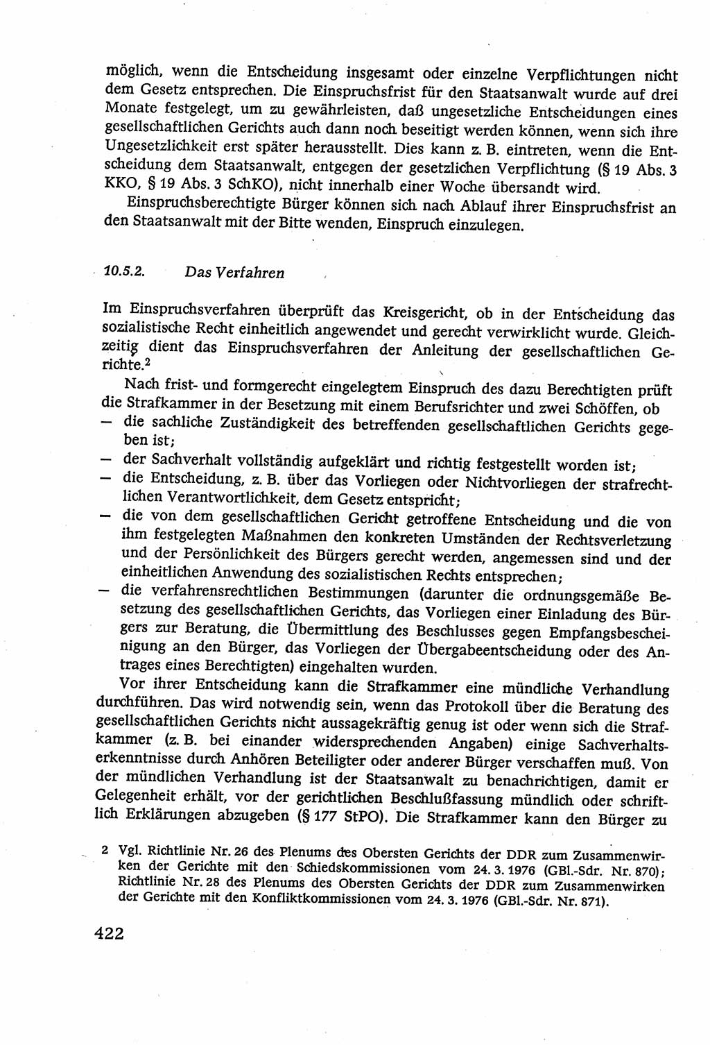 Strafverfahrensrecht [Deutsche Demokratische Republik (DDR)], Lehrbuch 1977, Seite 422 (Strafverf.-R. DDR Lb. 1977, S. 422)