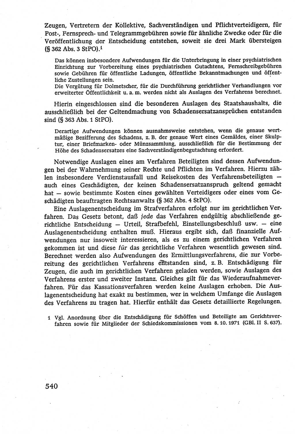 Strafverfahrensrecht [Deutsche Demokratische Republik (DDR)], Lehrbuch 1977, Seite 540 (Strafverf.-R. DDR Lb. 1977, S. 540)