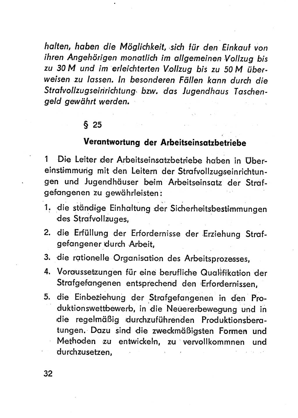 Gesetz über den Vollzug der Strafen mit Freiheitsentzug (Strafvollzugsgesetz) - StVG - [Deutsche Demokratische Republik (DDR)] 1977, Seite 32 (StVG DDR 1977, S. 32)