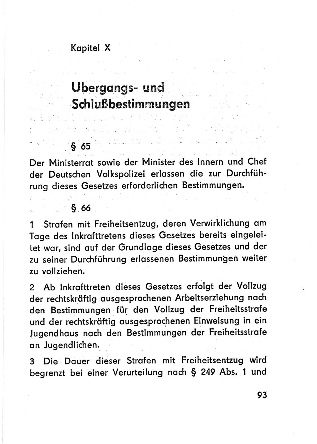 Gesetz über den Vollzug der Strafen mit Freiheitsentzug (Strafvollzugsgesetz) - StVG - [Deutsche Demokratische Republik (DDR)] 1977, Seite 93 (StVG DDR 1977, S. 93)