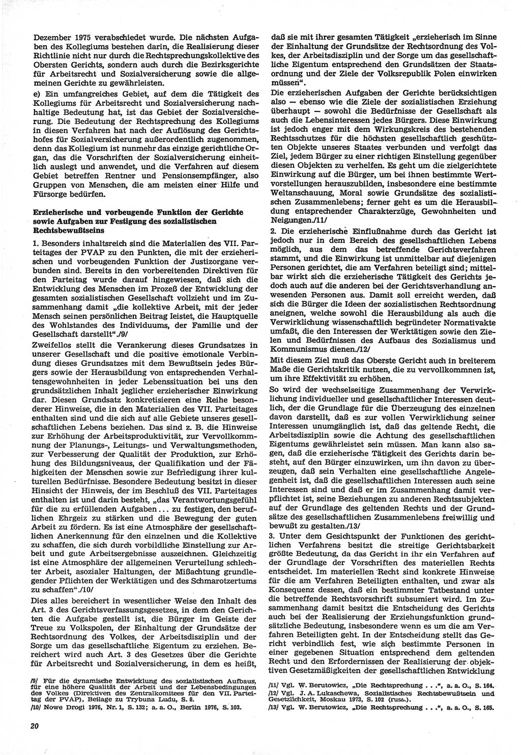 Neue Justiz (NJ), Zeitschrift für Recht und Rechtswissenschaft-Zeitschrift, sozialistisches Recht und Gesetzlichkeit, 31. Jahrgang 1977, Seite 20 (NJ DDR 1977, S. 20)