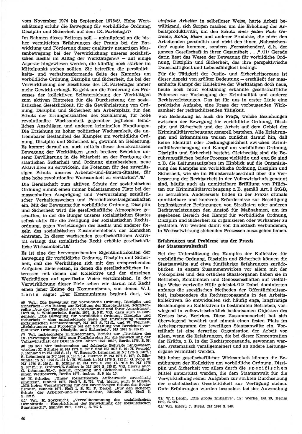 Neue Justiz (NJ), Zeitschrift für Recht und Rechtswissenschaft-Zeitschrift, sozialistisches Recht und Gesetzlichkeit, 31. Jahrgang 1977, Seite 40 (NJ DDR 1977, S. 40)