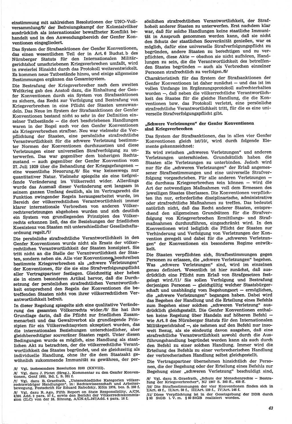 Neue Justiz (NJ), Zeitschrift für Recht und Rechtswissenschaft-Zeitschrift, sozialistisches Recht und Gesetzlichkeit, 31. Jahrgang 1977, Seite 43 (NJ DDR 1977, S. 43)