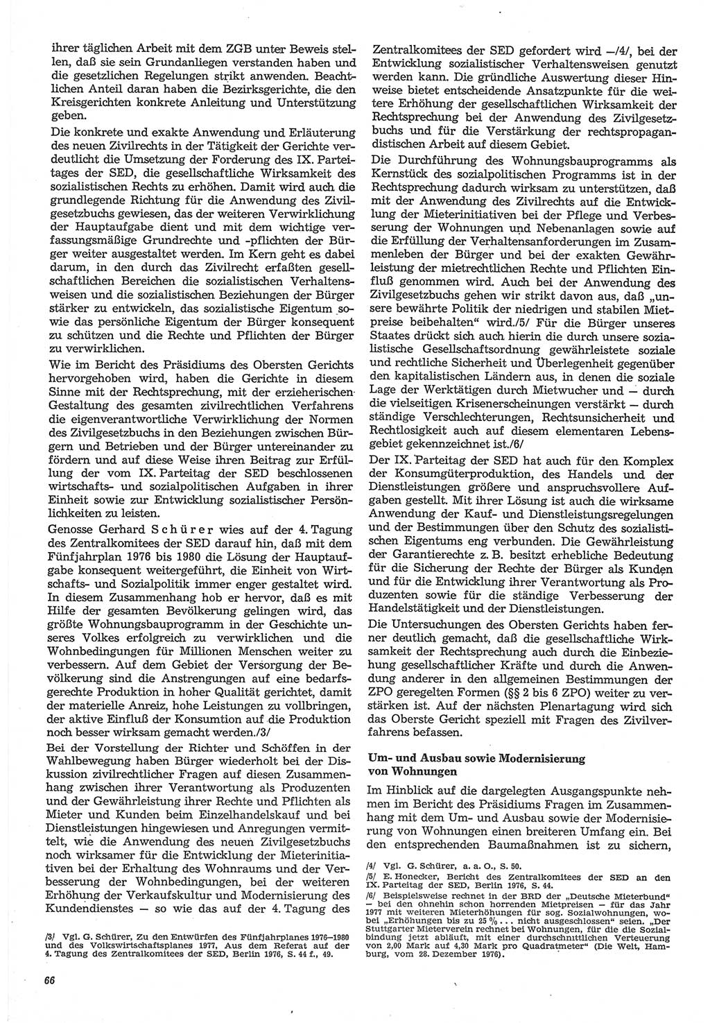 Neue Justiz (NJ), Zeitschrift für Recht und Rechtswissenschaft-Zeitschrift, sozialistisches Recht und Gesetzlichkeit, 31. Jahrgang 1977, Seite 66 (NJ DDR 1977, S. 66)