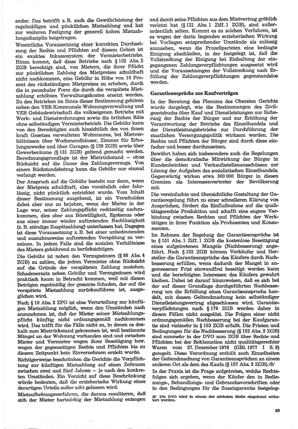 Neue Justiz (NJ), Zeitschrift für Recht und Rechtswissenschaft-Zeitschrift, sozialistisches Recht und Gesetzlichkeit, 31. Jahrgang 1977, Seite 69 (NJ DDR 1977, S. 69)