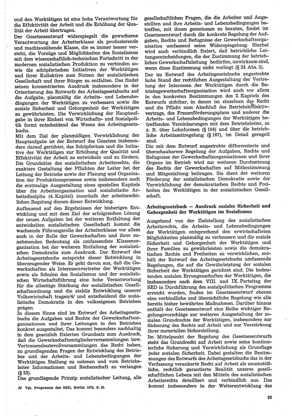 Neue Justiz (NJ), Zeitschrift für Recht und Rechtswissenschaft-Zeitschrift, sozialistisches Recht und Gesetzlichkeit, 31. Jahrgang 1977, Seite 95 (NJ DDR 1977, S. 95)