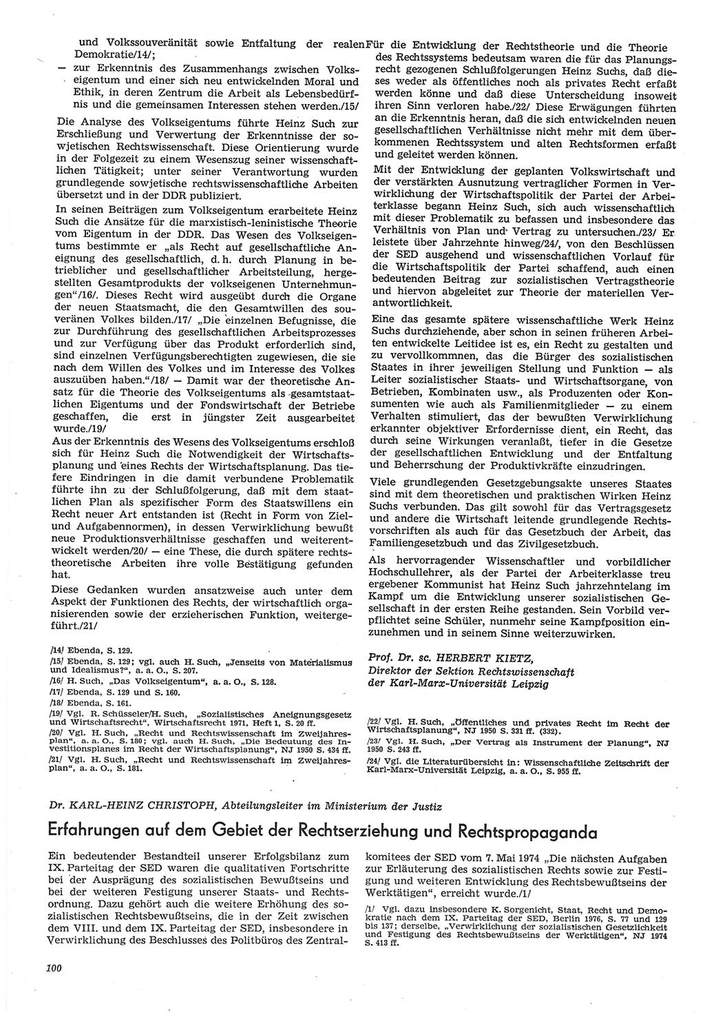 Neue Justiz (NJ), Zeitschrift für Recht und Rechtswissenschaft-Zeitschrift, sozialistisches Recht und Gesetzlichkeit, 31. Jahrgang 1977, Seite 100 (NJ DDR 1977, S. 100)