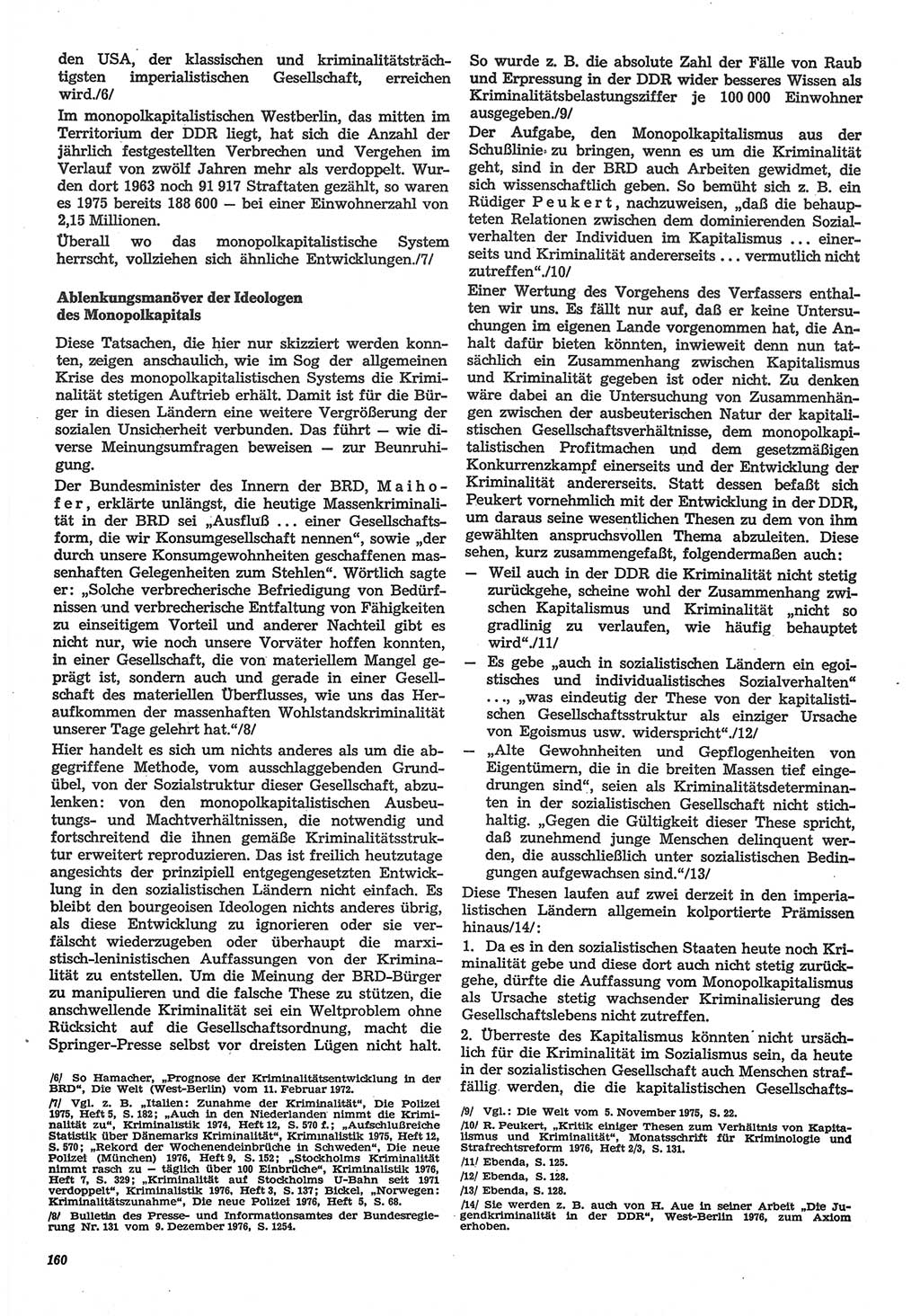 Neue Justiz (NJ), Zeitschrift für Recht und Rechtswissenschaft-Zeitschrift, sozialistisches Recht und Gesetzlichkeit, 31. Jahrgang 1977, Seite 160 (NJ DDR 1977, S. 160)