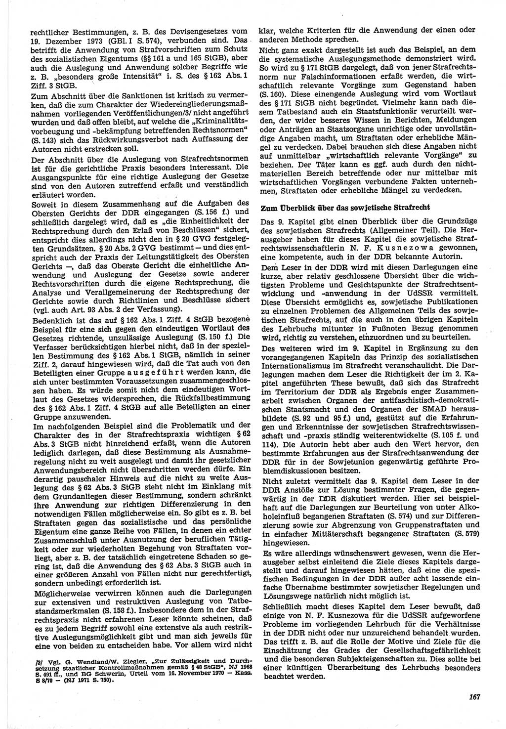 Neue Justiz (NJ), Zeitschrift für Recht und Rechtswissenschaft-Zeitschrift, sozialistisches Recht und Gesetzlichkeit, 31. Jahrgang 1977, Seite 167 (NJ DDR 1977, S. 167)