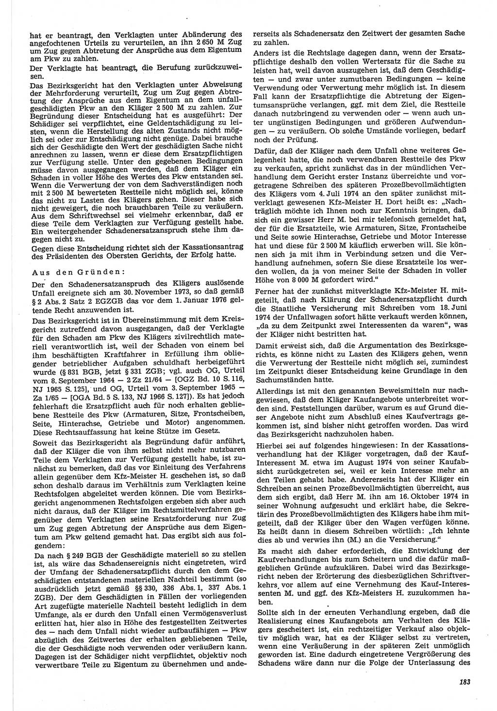 Neue Justiz (NJ), Zeitschrift für Recht und Rechtswissenschaft-Zeitschrift, sozialistisches Recht und Gesetzlichkeit, 31. Jahrgang 1977, Seite 183 (NJ DDR 1977, S. 183)