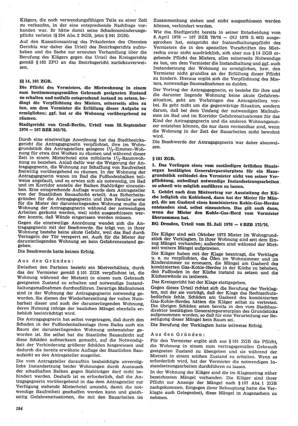 Neue Justiz (NJ), Zeitschrift für Recht und Rechtswissenschaft-Zeitschrift, sozialistisches Recht und Gesetzlichkeit, 31. Jahrgang 1977, Seite 184 (NJ DDR 1977, S. 184)