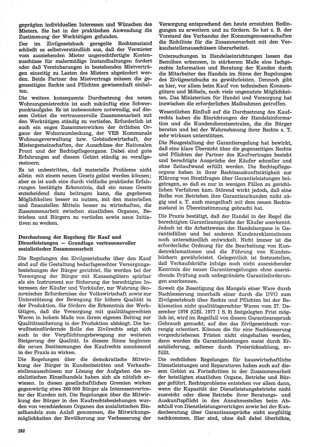 Neue Justiz (NJ), Zeitschrift für Recht und Rechtswissenschaft-Zeitschrift, sozialistisches Recht und Gesetzlichkeit, 31. Jahrgang 1977, Seite 192 (NJ DDR 1977, S. 192)