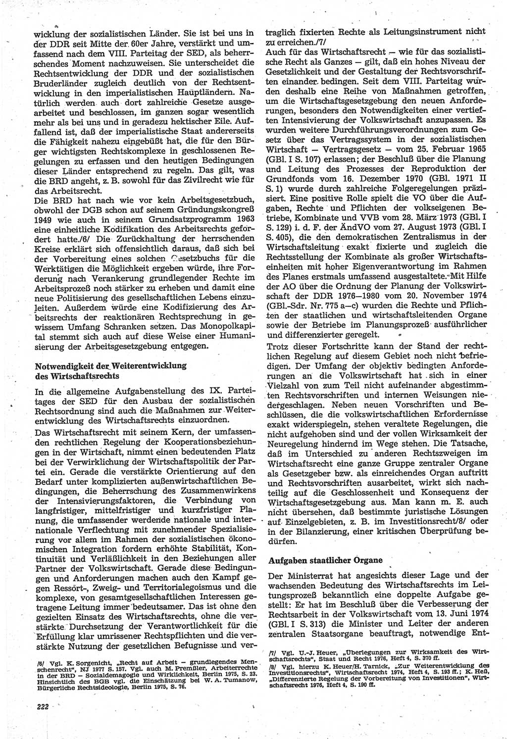 Neue Justiz (NJ), Zeitschrift für Recht und Rechtswissenschaft-Zeitschrift, sozialistisches Recht und Gesetzlichkeit, 31. Jahrgang 1977, Seite 222 (NJ DDR 1977, S. 222)